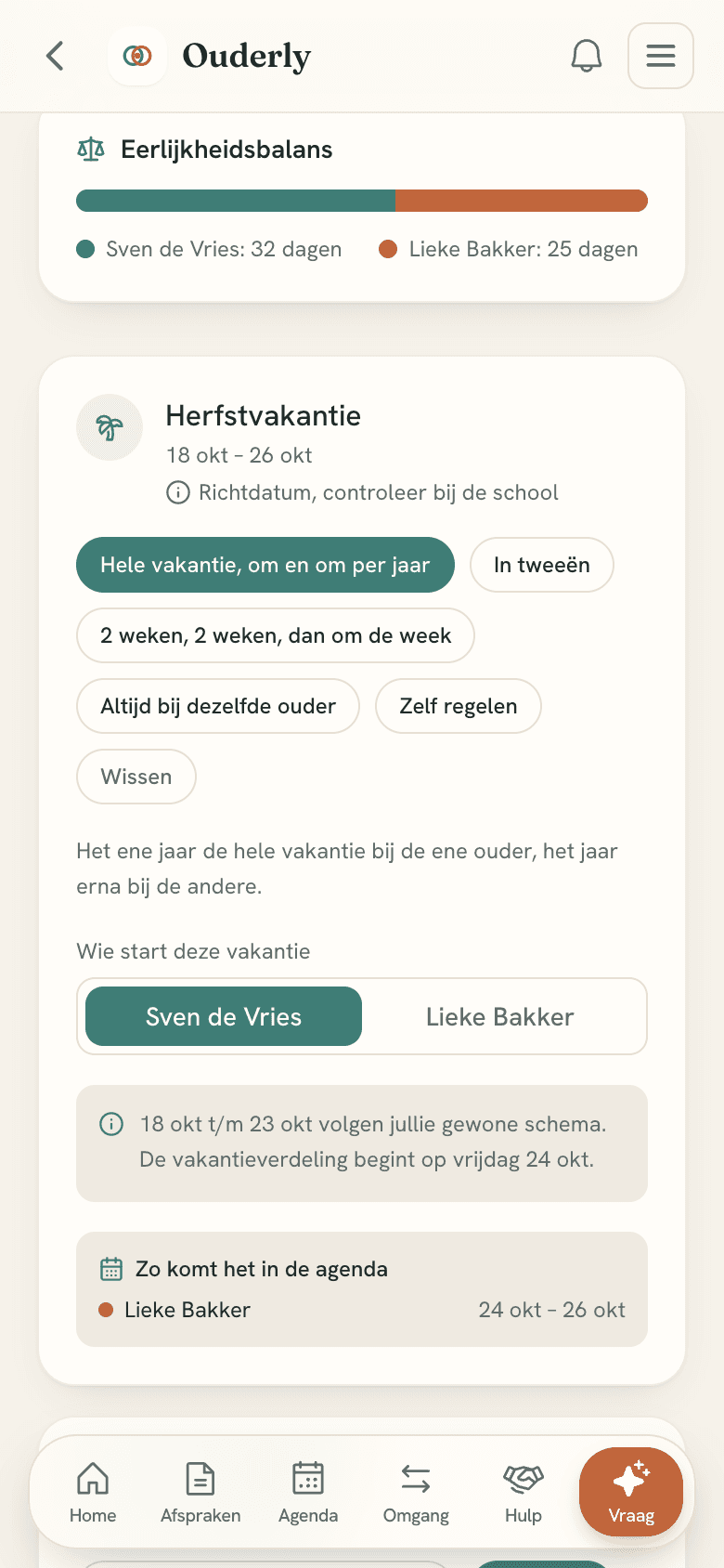 Vakantieplanner in Ouderly met eerlijke verdeling
